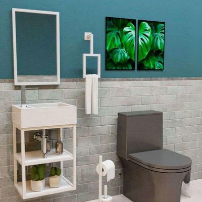 Gabinete Banheiro Ferro Steel 40x30cm Branco Fosco