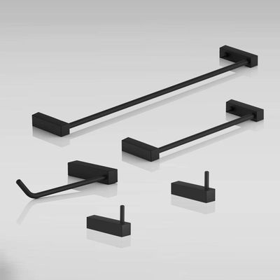 Kit Acessórios Para Banheiro Preto Fosco 5 Peças Grego Metal 2070tr