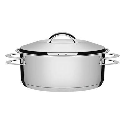 Caçarola Tramontina Solar Rasa em Aço Inox Fundo Triplo com Tampa e Alças 28 cm 7,1 L