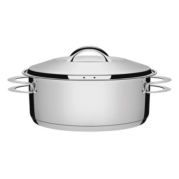 Caçarola Tramontina Solar Rasa em Aço Inox Fundo Triplo com Tampa e Alças 28 cm 7,1 L