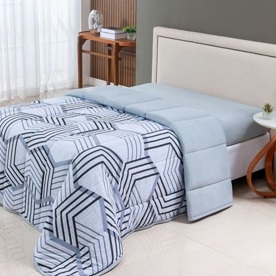 Edredom Cobertor Sonnet Queen Malha Estampada Dupla Face 100% Algodão - Geométrico - Cinza