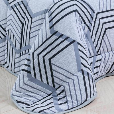 Edredom Cobertor Sonnet Queen Malha Estampada Dupla Face 100% Algodão - Geométrico - Cinza