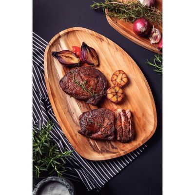 Bandeja Organica Churrasco Tramontina em Madeira Teca FSC com Acabamento em Óleo Mineral 44x33 cm