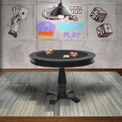 Mesa de Jogos Carteado Victoria 4 Lugares Tampo Reversível com Gavetas e Porta Copos Preto Fosco