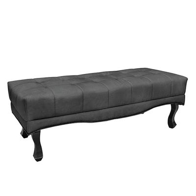 Recamier Decorativo 90cm Loewe Suede Pés de Madeira Cinza - Gran Belo