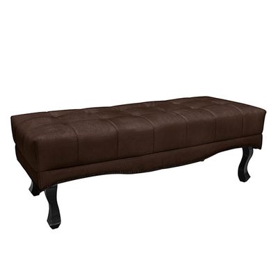 Recamier Decorativo 90cm Loewe Suede Pés de Madeira Café - Gran Belo