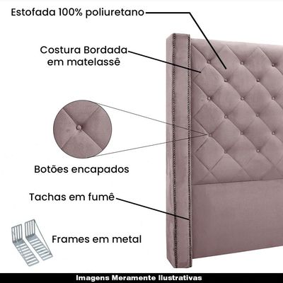 Cabeceira Decorativa Casal 1,64M Loewe Veludo Lilás - Gran Belo
