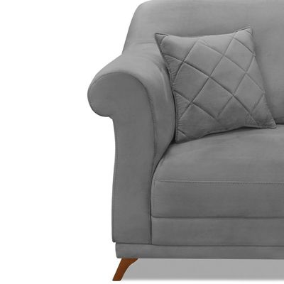 Poltrona Decorativa com 1 Almofada Armstrong Veludo Cinza - Gran Belo