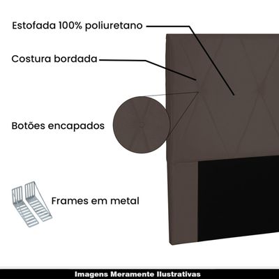 Cabeceira Decorativa Queen Size 1,60M Yves Suede Café - Gran Belo