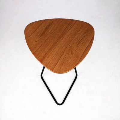 Mesa De Apoio Para Sofá Folha Castanho Base Em Metal Preto 68 Cm