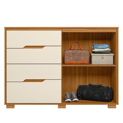 Comoda Texas 4 Gavetas Sapateira Freijo-off White - Moval