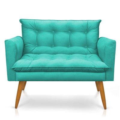 Namoradeira 2 Lugares Olivia Suede Pallazio Azul Turquesa