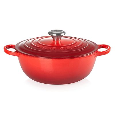 KIT LE CREUSET PANELA MARMITA 26CM E MOLHEIRA 16CM EM FERRO ESMALTADO VERMELHO