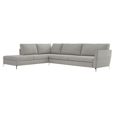 Sofá de Canto Chaise Esquerdo 307 cm Olívia Suede Cinza - Gran Belo