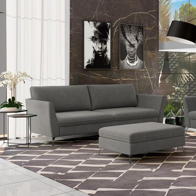 Sofá Decorativo Sala de Estar 230cm Olívia Suede Grafite - Gran Belo