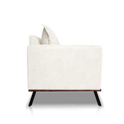 Sofá Living 2 Lugares com Pés de Ferro Almofadas Soltas 200cm Saiph Bouclê Off White G63 - Gran belo