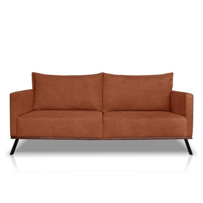Sofá Living 3 Lugares com Pés de Ferro Almofadas Soltas 220cm Saiph Bouclê Terracota G63 - Gran belo