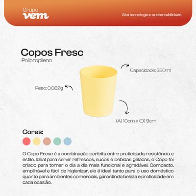 Copo Fresc Redondo 200ml Amarelo em Polipropileno