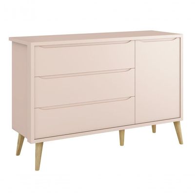 Jogo De Quarto Para Bebê Completo 3 Portas Théo New Rosa Fosco Com Natural - Reller