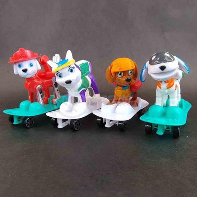Kit 4 Bonecos Patrulha Canina Com Skate 8Cm