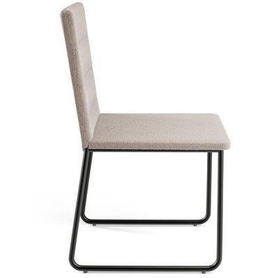 Cadeira Decorativa Estofada Para Sala De Jantar Preto Maya L02 Bouclê Creme - Lyam Decor Decor