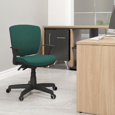 Cadeira de Escritório Executiva Office Base Giratória Preto Baixa Flexi P03 Poliéster Verde - Lyam