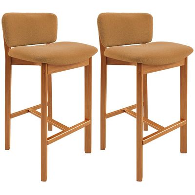 Kit 02 Banquetas Alta Para Cozinha Sala de Jantar Bar Dara L02 Bouclê Mostarda - Lyam Decor