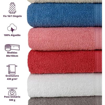 Kit Hotel 5 Toalhas Super Grossa e Felpuda 80x150cm Beka Cinza