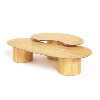 Conjunto Mesa De Centro Orgânica Lake Em Madeira Damasco