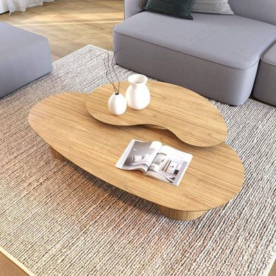 Conjunto Mesa De Centro Orgânica Lake Em Madeira Damasco