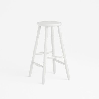 Banqueta Alta em Madeira Maciça 75cm Branco Marin Brasil