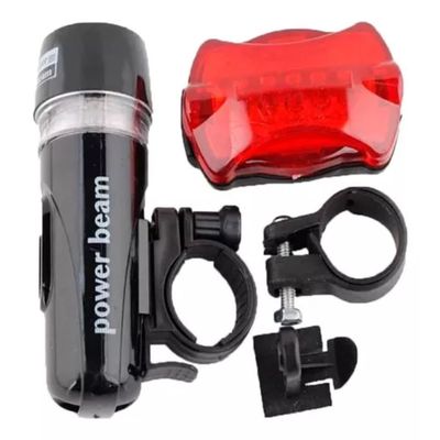 Kit Farol Lanterna LED Bike Bicicleta Traseira e Dianteira Único / Preto