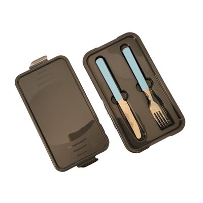 Marmita Fit Dupla 1,3L Azul com Talher - Unitermi