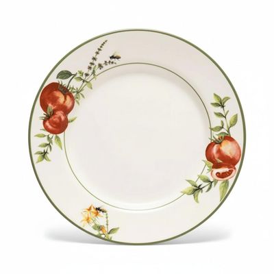 Prato sobremesa Cerâmica Copa&Cia Aquarelle Pomodoro e Basilico 21cm Design Italiano Gourmet
