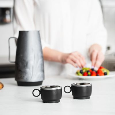 Kit 2 Xícaras para Café Tramontina em Aço Inox Preto 80 ml