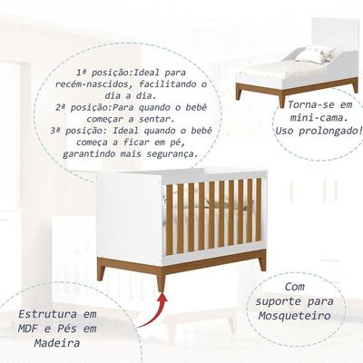 Berco Americano Para Quarto Flip Branco Com Sanava