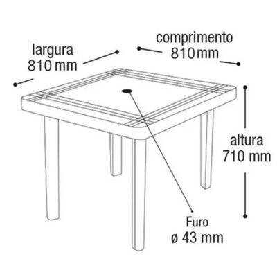 Mesa Plástica Quadrada Demontável Mor Cor Branco