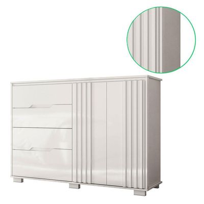 Comoda Texas 4 Gavetas Sapateira Branco Acetinado - Moval