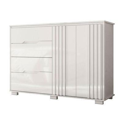 Comoda Texas 4 Gavetas Sapateira Branco Acetinado - Moval