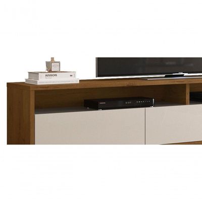 Rack Bancada Para Tv Aspen 2.2 Madeiro Canela Com Off White - Moveisaqui