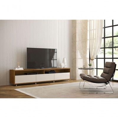Rack Bancada Para Tv Aspen 2.2 Madeiro Canela Com Off White - Moveisaqui