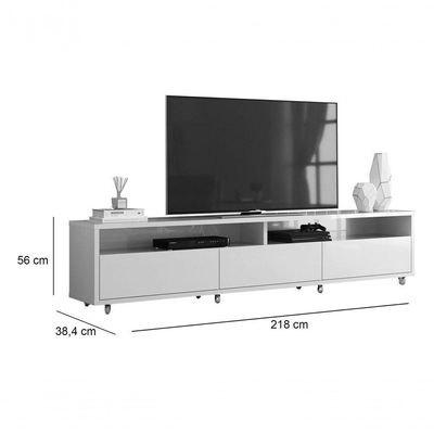 Rack Bancada Para Tv Aspen 2.2 Madeiro Canela Com Off White - Moveisaqui
