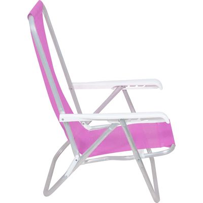 Cadeira Lazy Reclinável 4 Posições em Alumínio Rosa Bel Único