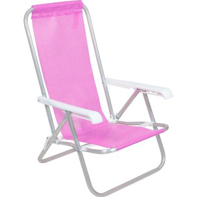 Cadeira Lazy Reclinável 4 Posições em Alumínio Rosa Bel Único