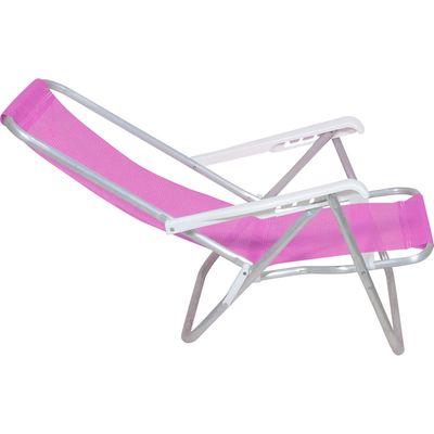 Cadeira Lazy Reclinável 4 Posições em Alumínio Rosa Bel Único