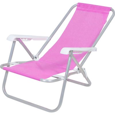 Cadeira Lazy Reclinável 4 Posições em Alumínio Rosa Bel Único