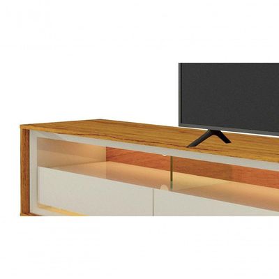 Rack Para Tv 2.2 Com Led Requinte Naturale Com Off White - Gelius Móveis