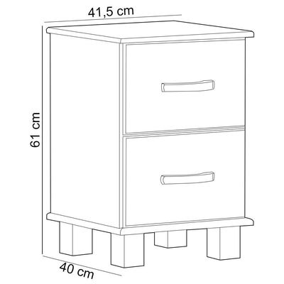 Mesa De Cabeceira 2 Gavetas Madeira Maciça Selena F06 Imbuia - Lyam Decor