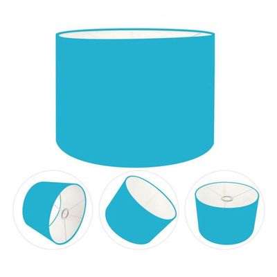 Cúpula Abajur E Luminária Cilíndrica Vivare Cp-7012 ø30x25cm - Bocal Nacional Azul-turquesa
