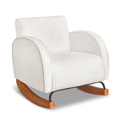 Poltrona Com Base Balanço Em Tecido Bouclé Cindy – Lucadi Off White